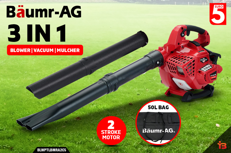 BAUMR-AG Leaf Blower Vacuum Cordless Petrol Hand Garden Lawn Held Vac 2-Stroke