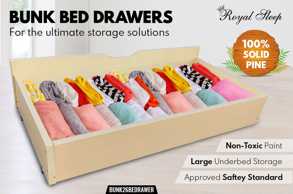 Royal Sleep Brown Bunk Bed Drawers - Under Bed Storage Boxes