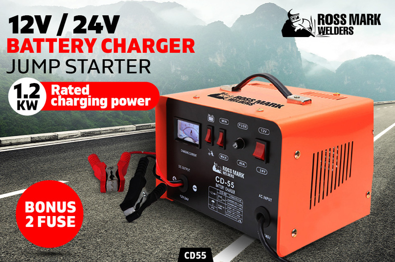 NEW ROSSMARK 2IN1 Car Battery Charger Jump Starter 12 24V 40A ATV Boat Tractor 
