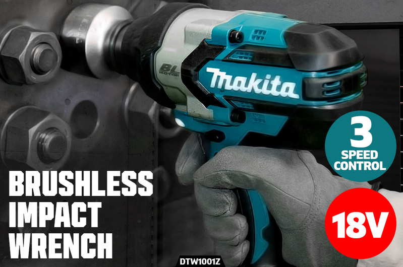 Makita Impact Wrench 18V Cordless Brushless Motor Li-ion 3/4" 19mm DTW1001Z