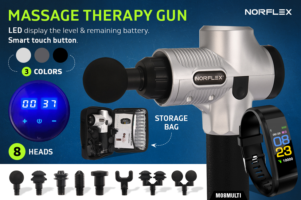 Professional Massage Gun - 30 Speeds - 8 Heads - Touch Screen