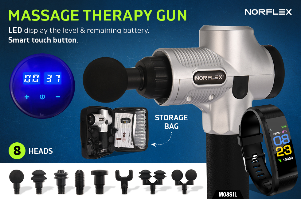 Percussion Massager Gun, 8 Head Vibration Muscle Tissue Therapy
