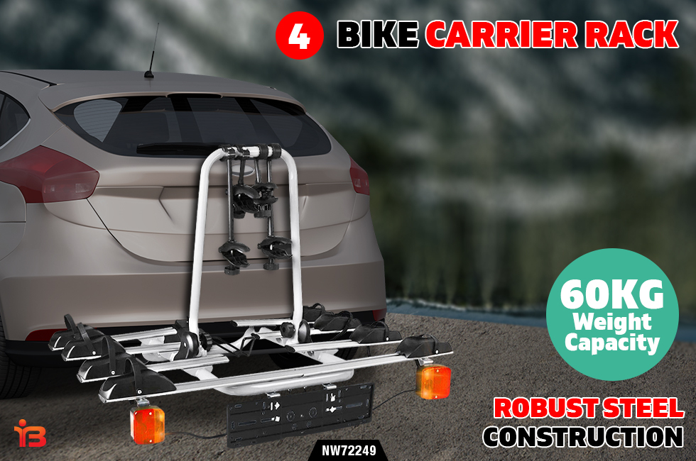 Bike Carrier Rack Tow Ball Car Mount Steel - Black & Silver