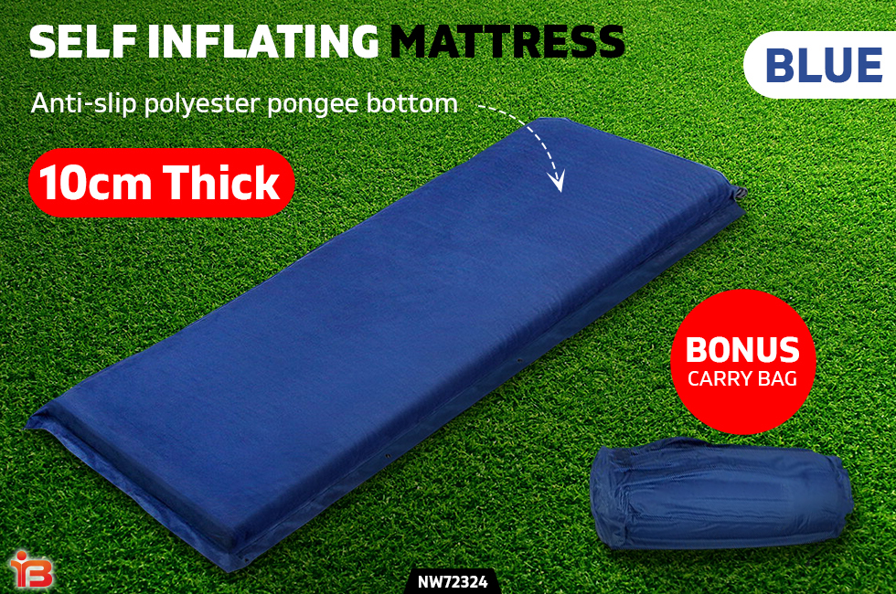 Single Size Self Inflating Matress Bed High Density 10cm Blue