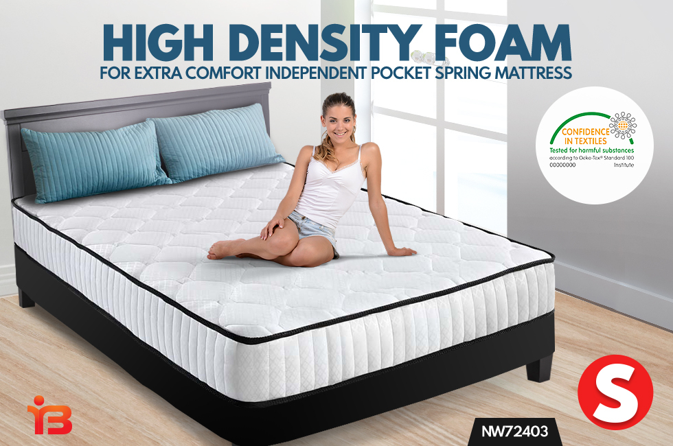 Single Size Thick Foam Bed Pocket Spring Mattress 21cm Medium Firm