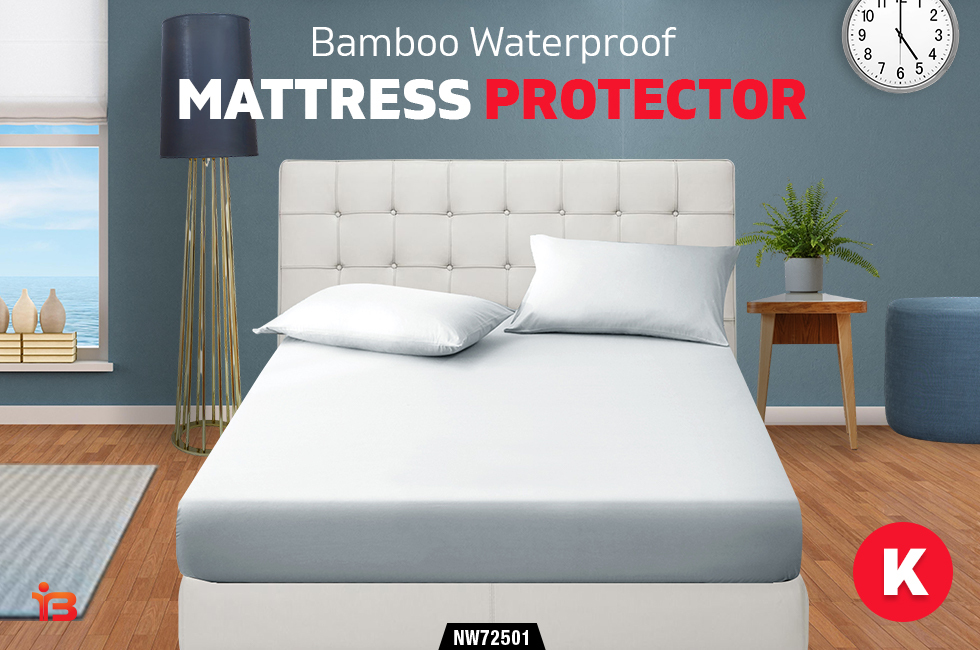 King Size Waterproof Bamboo Fibre Mattress Protector 35cm Breathable