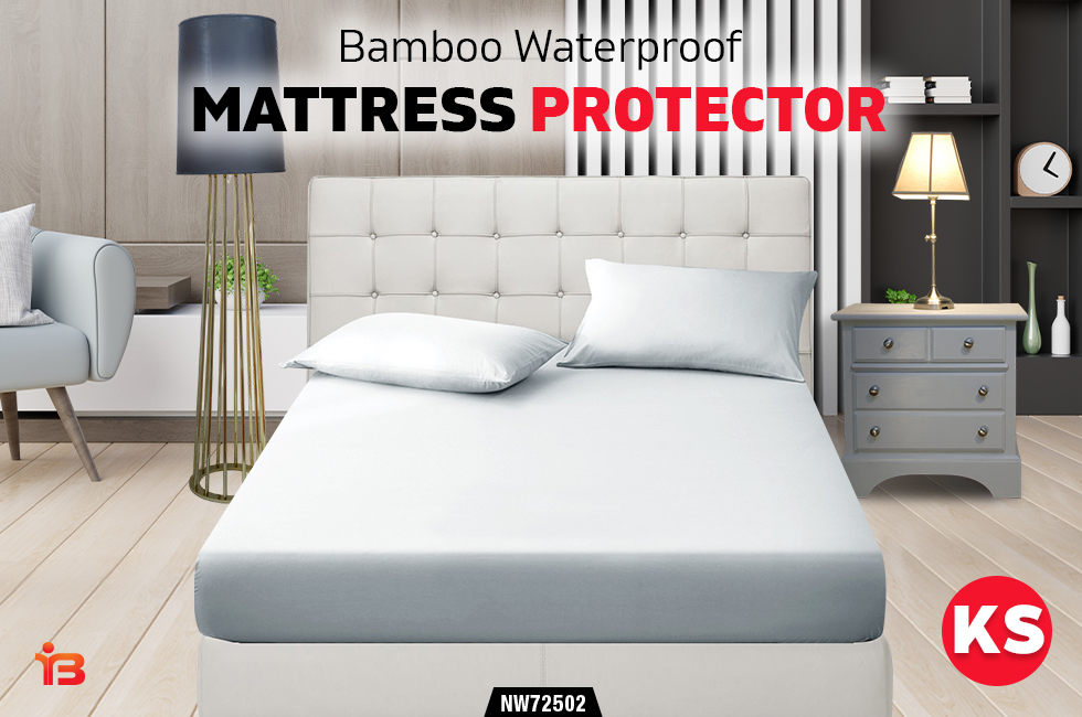 King Single Size Waterproof Bamboo Fibre Mattress Protector 35cm Breathable