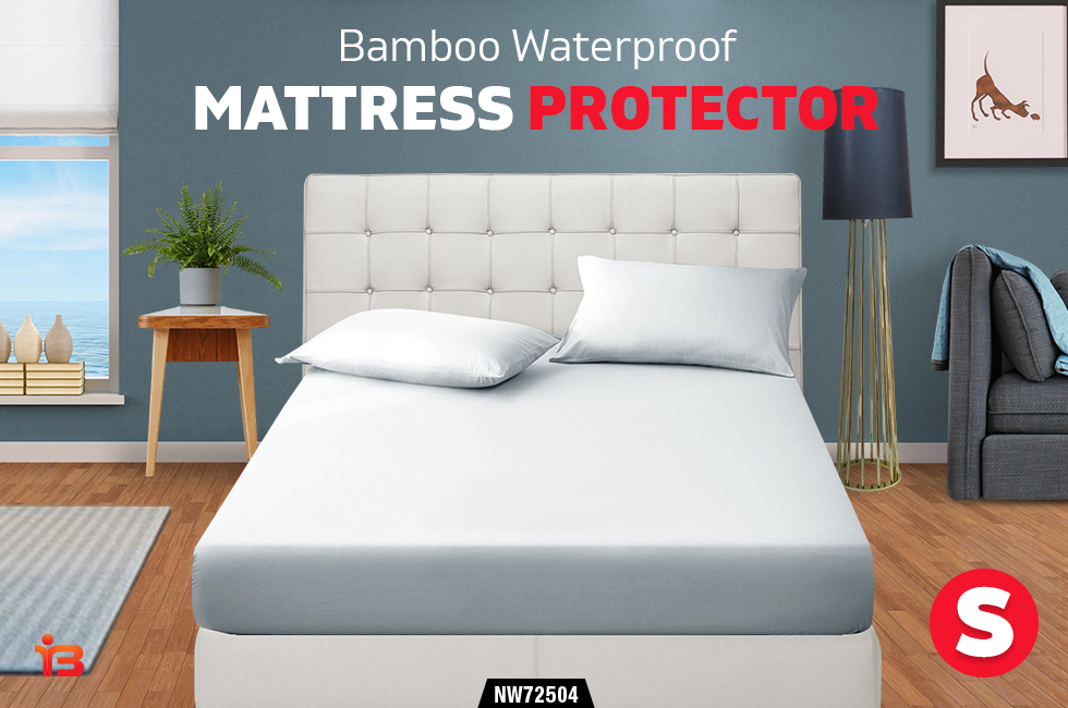 Single Size Waterproof Bamboo Fibre  Mattress Protector 35cm Breathable