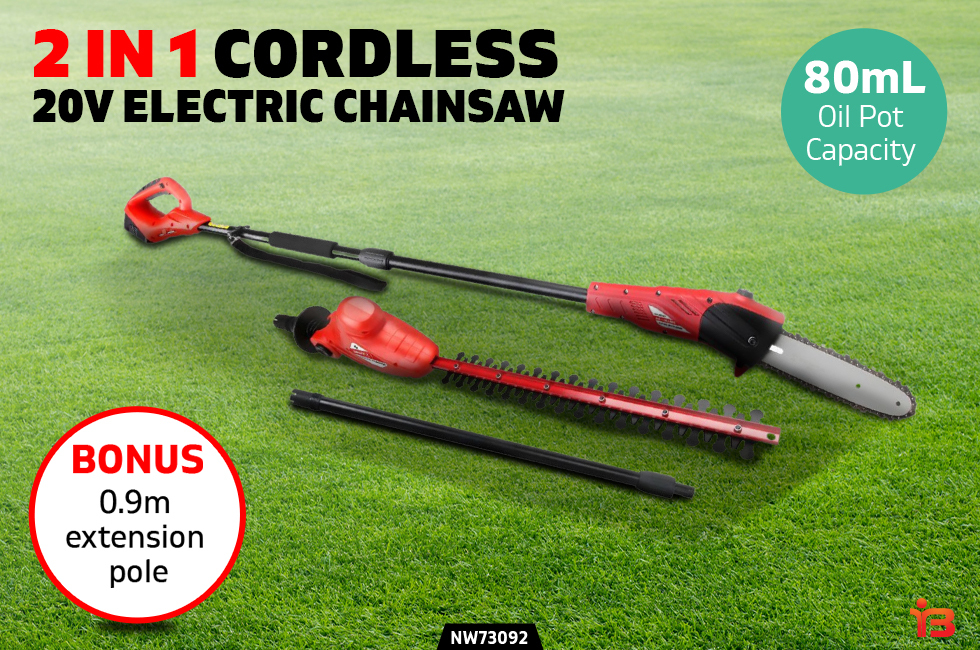 20V 1500mAh Lithium 2 in 1 Cordless Electric 8 Inch Chainsaw