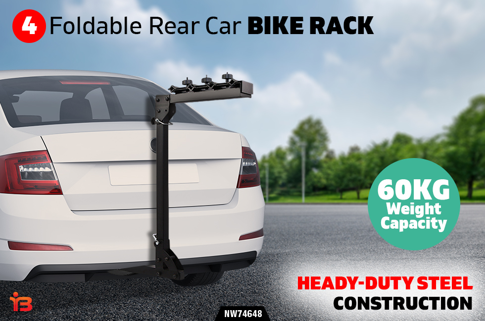 4 Bike  Foldable Rear Car Bike Rack 22 Inch Heavy- duty
