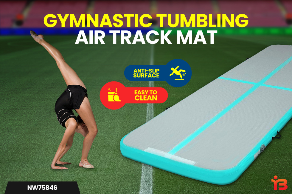 Inflatable Air Track Mat Tumbling Exercise Floor Home Gymnastics Green 4X1M