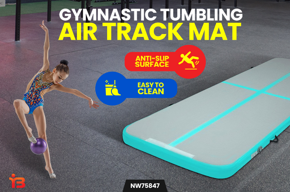 Gymnastic Tumbling Inflatable Air Track Mat Green Home Exercise Fitness 5X1M