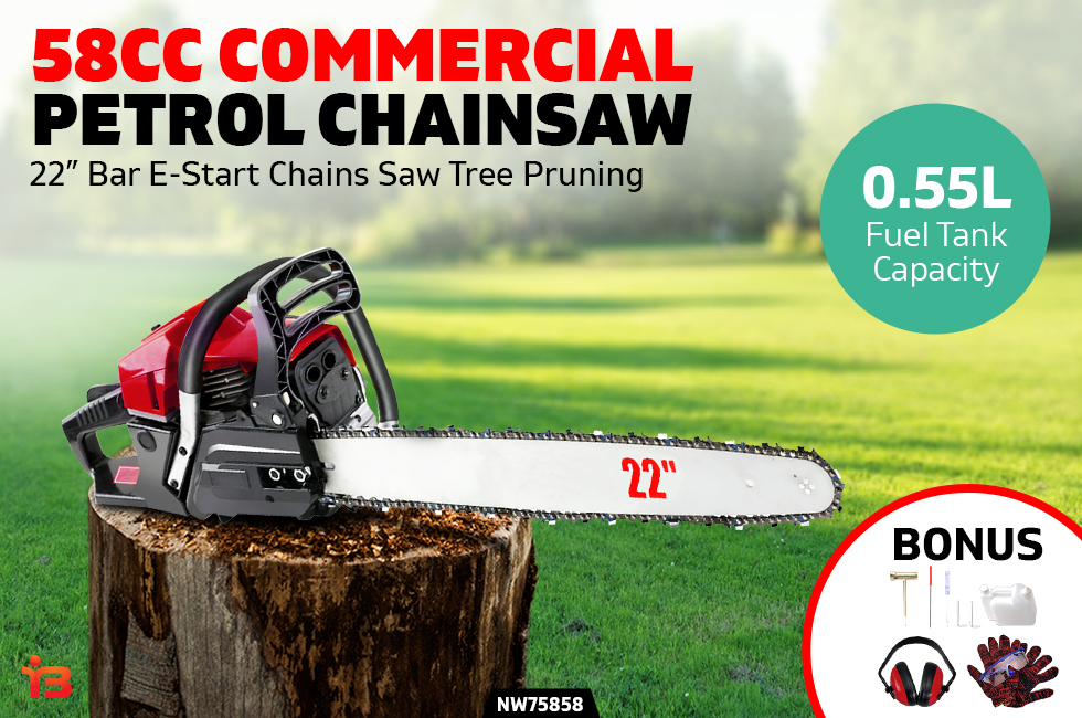 8cc Petrol Premium Commercial E-Start Chainsaw 22 Bar Chain Saw Pruning