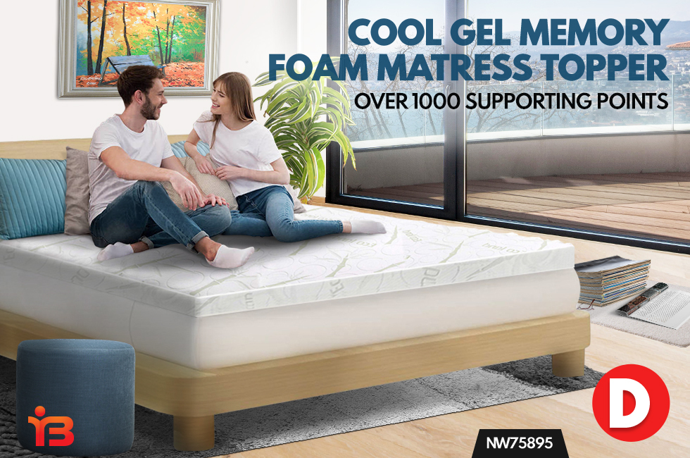 Double Size COOL GEL Memory Foam Mattress Bed Topper BAMBOO Cover 8CM Mat