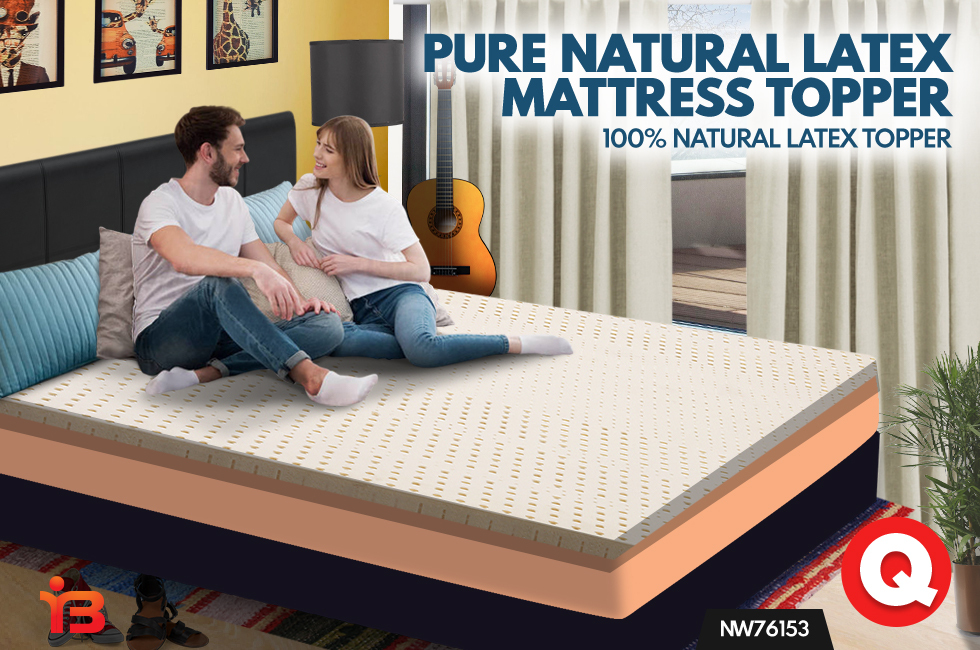 Queen Size Pure Natural Latex Mattress Bed Topper 7 Zone 5cm Thick