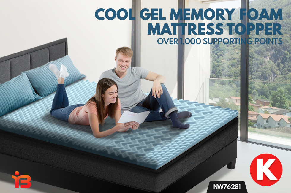 King Size Cool Gel Memory Foam Mattress Topper Bamboo Cover 5CM 7-Zone