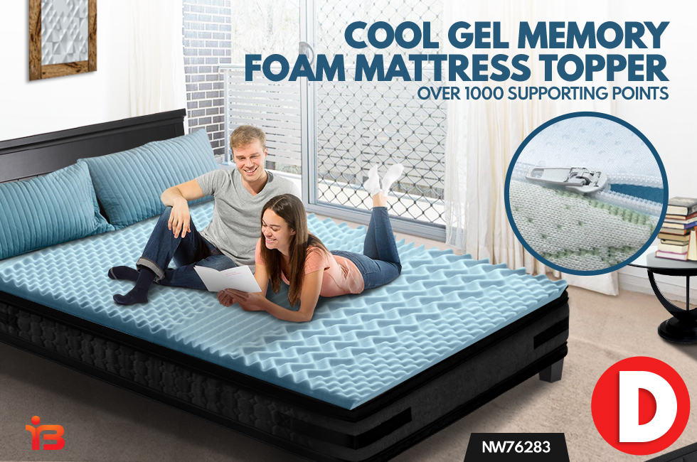 Double Bed 7-Zone Cool Gel Memory Foam Mattress Topper Bamboo Cover 8CM