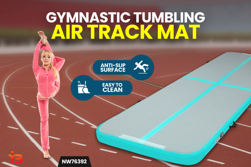 Inflatable Air Track Mat 3X1M with Pump Tumbling Gymnastics Green 10CM Thick
