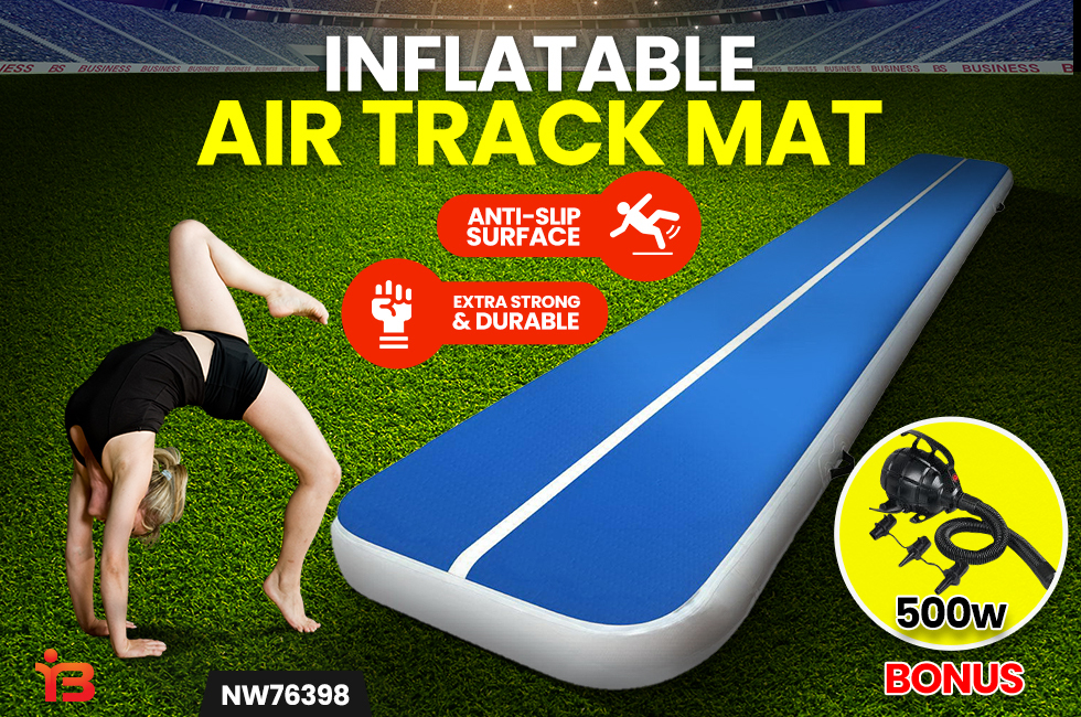 Inflatable Air Track Mat 20CM Thick with Pump Tumbling Gymnastics Blue 5X1M