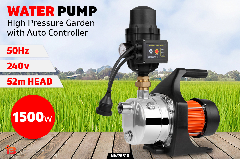1500W High Pressure 50Hz Garden Water Pump with Auto Controller 72L/min