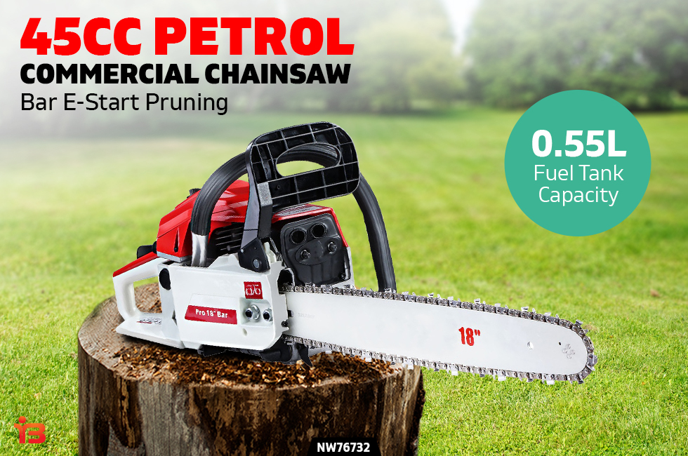 Petrol 45CC Premium Commercial Grade Chainsaw Chain Saw Bar E-Start Pruning