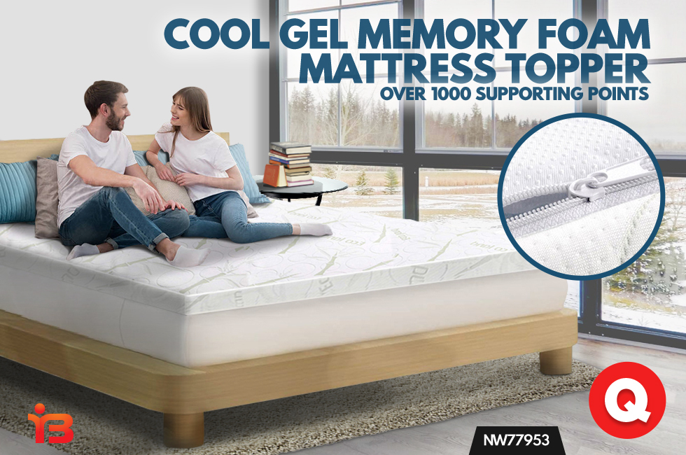  Queen Bed Memory Foam Mattress Topper Cool Gel Bamboo Cover 10CM High Density