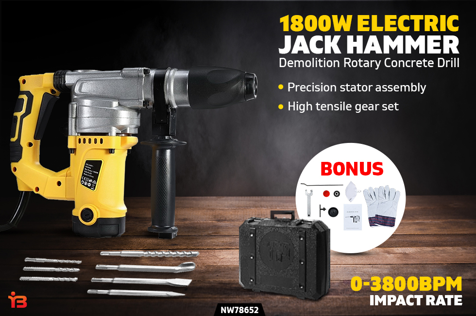 Jack Hammer 1800W Demolition Rotary Electric Concrete Drill 230V