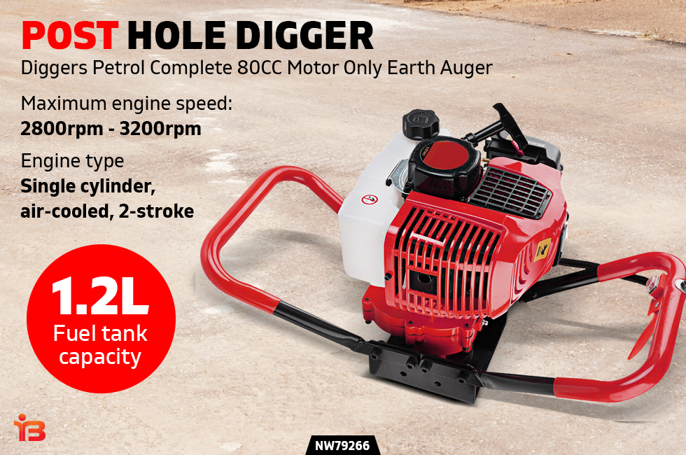 Petrol 80CC Post Hole Digger Diggers Complete Motor Only Earth Auger