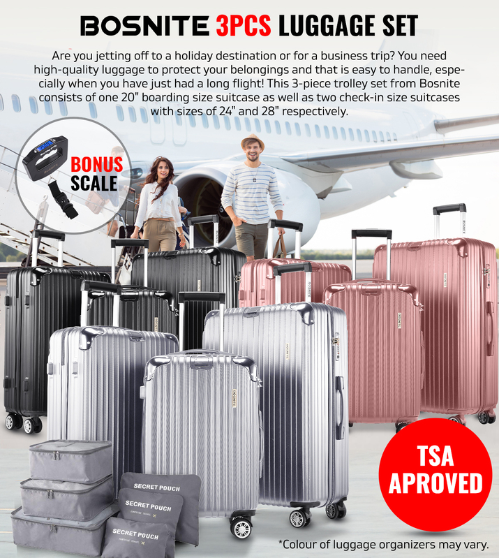 3pc Luggage Suitcase Trolley Set TSA Travel Carry On Bag Hard Case M