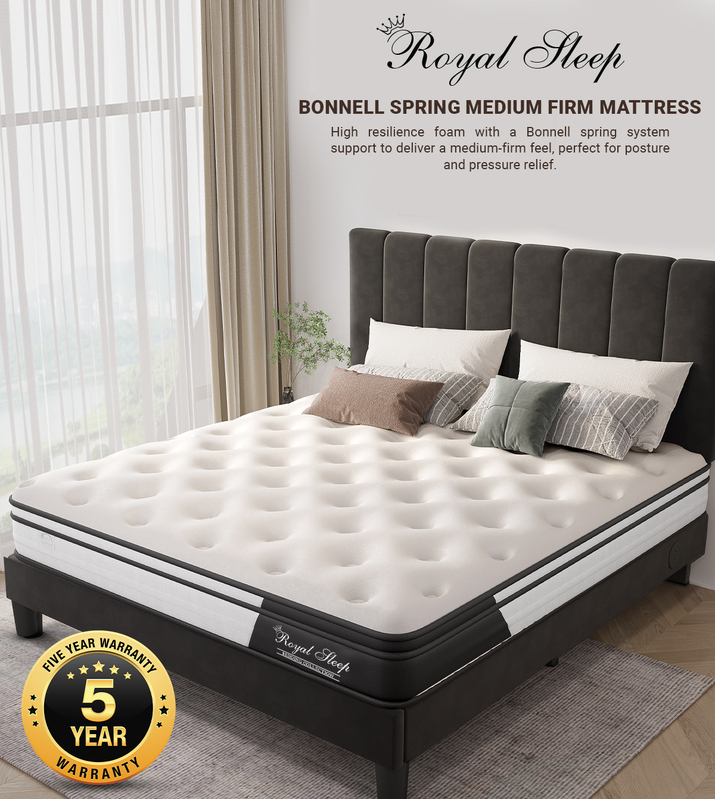 Royal Sleep Queen Size Bed Mattress Memory Foam Bonnell Spring Medium Firm 24cm