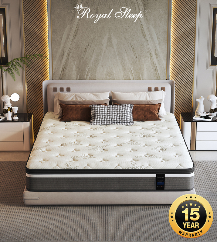 Royal Sleep King Mattress 30cm Euro Top 9 Zone Pocket Spring Foam Plush Firm