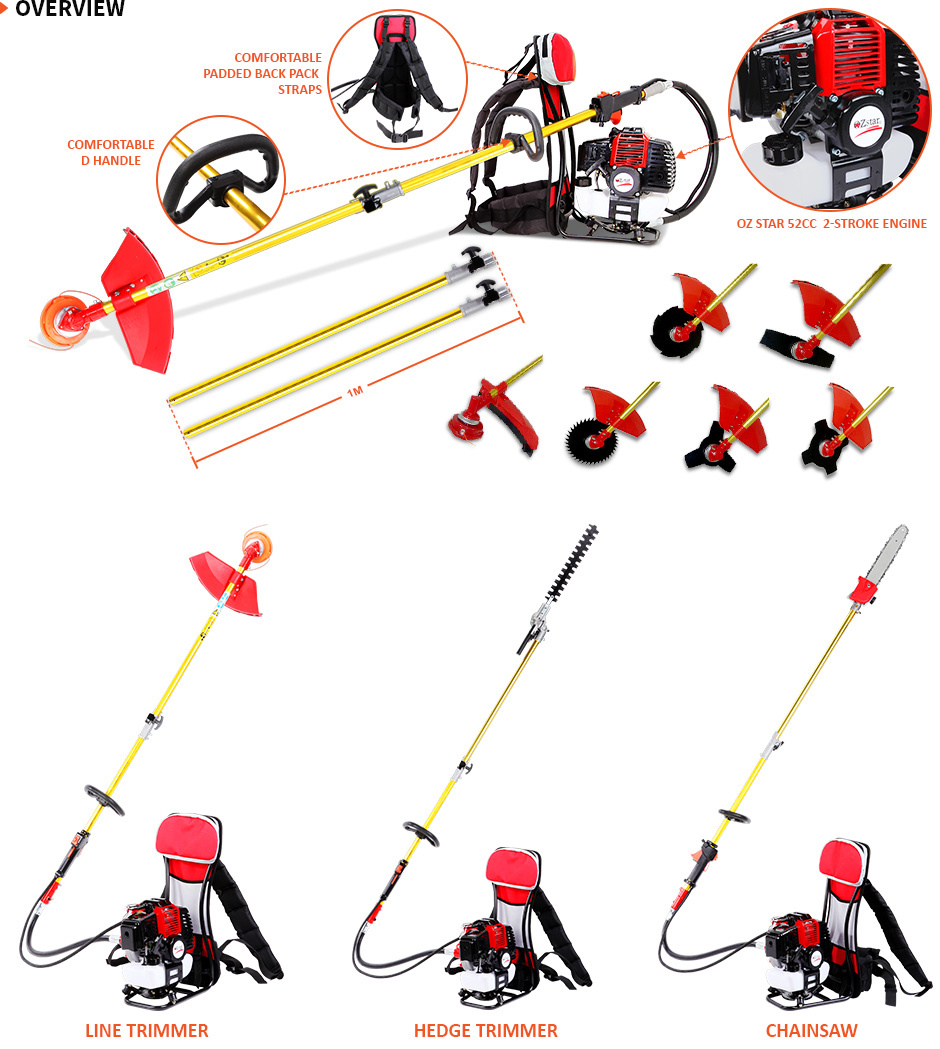Black Eagle Pole Chainsaw Hedge Trimmer Brush Cutter Whipper Snipper Backpack 