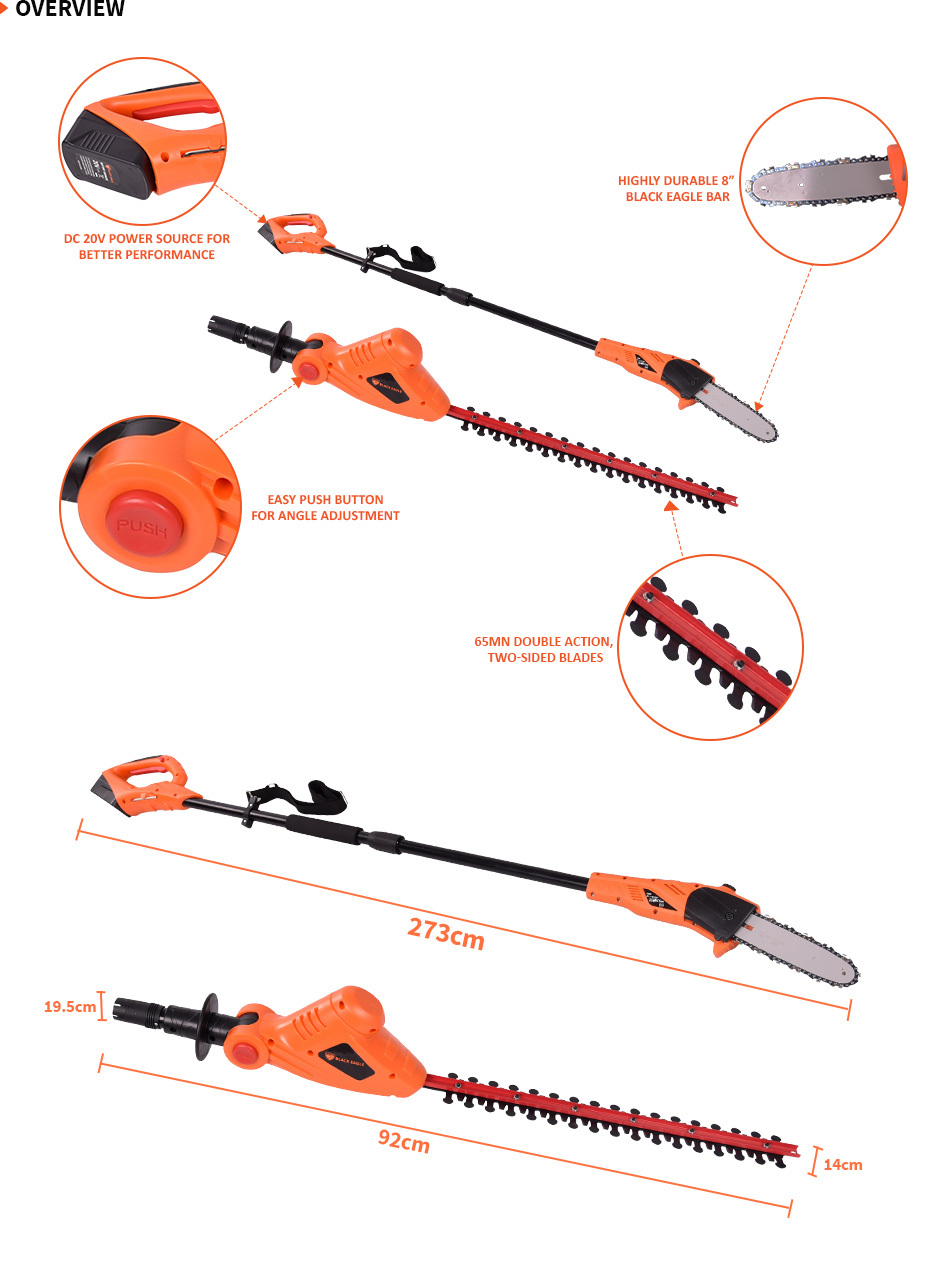 20V Pole Chainsaw Hedge Trimmer Combo