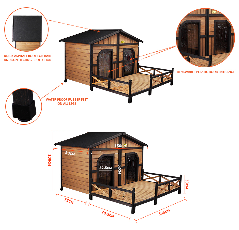 outdoor dog kennel with two doors
