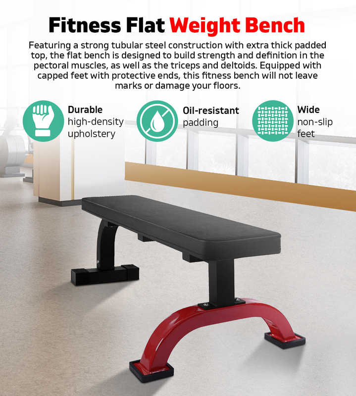 Everfit Fitness Flat Bench Weight Press Gym Home Strength Training Exercise