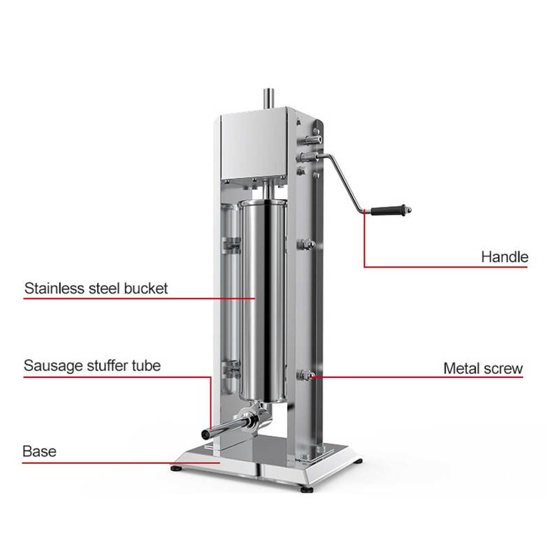 7L Manual Vertical Sausage Filler - Stainless Stuffer Meat Press Machine