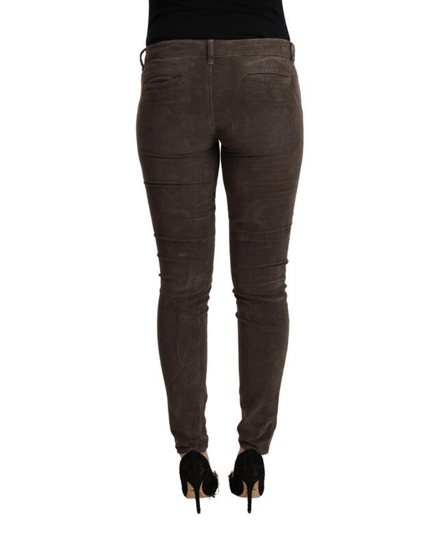 Slim Fit Low Waist Skinny Denim Jeans with Zipper Closure and Logo Details 40 IT Women