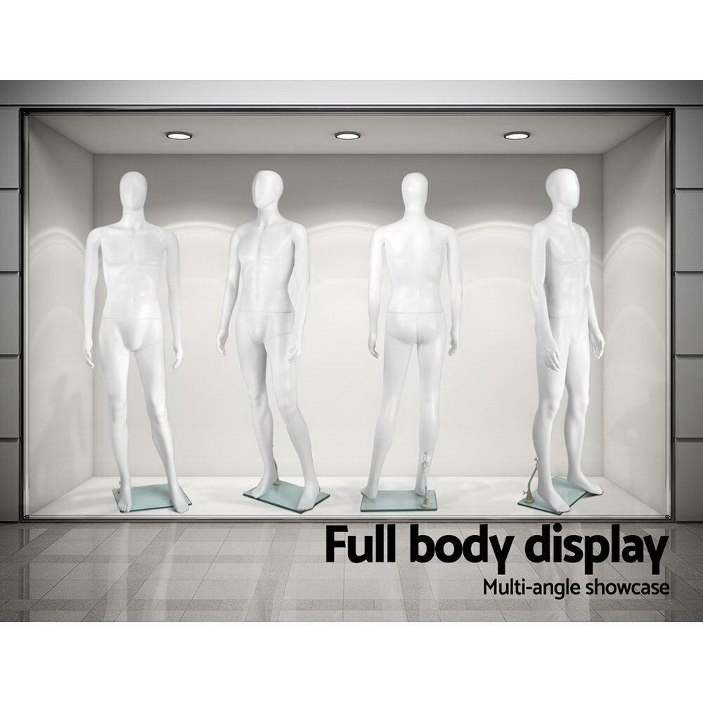 White Coloured Mannequin Tall Full Body Male Display 186cm