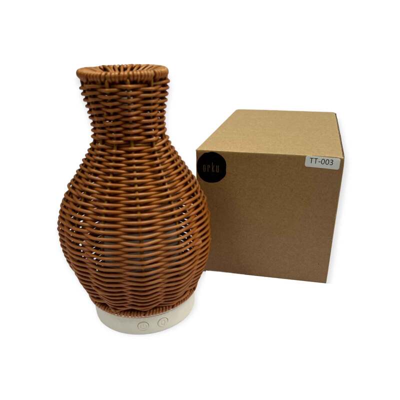 Essential Oil Aroma Diffuser and Remote - 100ml Rattan Vase Mist Humidifier