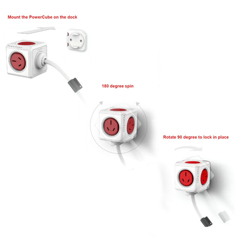 ALLOCACOC POWERCUBE Extended Boston Red 5 Outlets with 3M CABLE