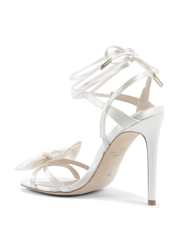 Satin High Heel Sandal with Ankle Laces - 38 EU