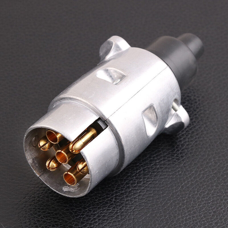  7 Pin Male + Female Round Trailer Plug LARGE Adapter Connector Caravan Boat Part