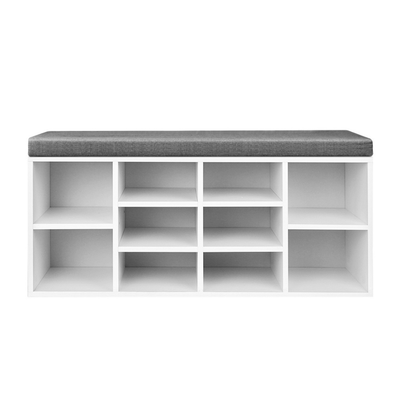 Artiss Fabric Shoe Bench with Storage Cubes - White
