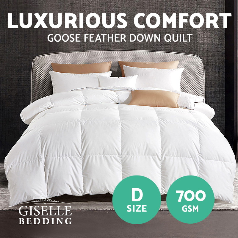 Giselle Bedding 700GSM Goose Down Feather Quilt Double