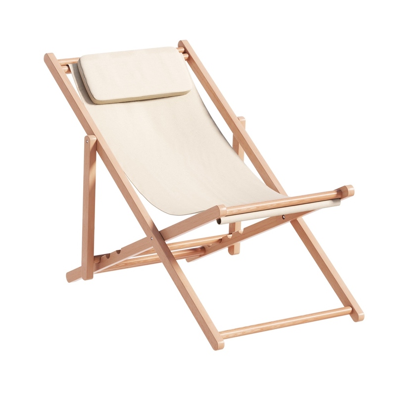 Gardeon Outdoor Chairs Sun Lounge Deck Beach Chair Folding Wooden Patio Furniture Beige