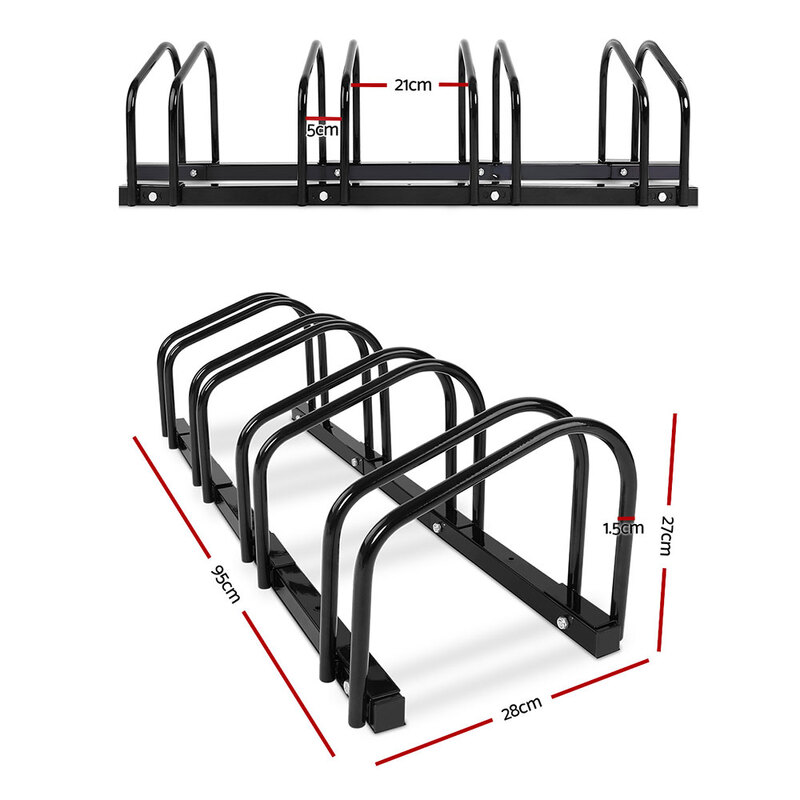 4 Parking Portable Bike Rack Bicycle Instant Storage Stand - Black