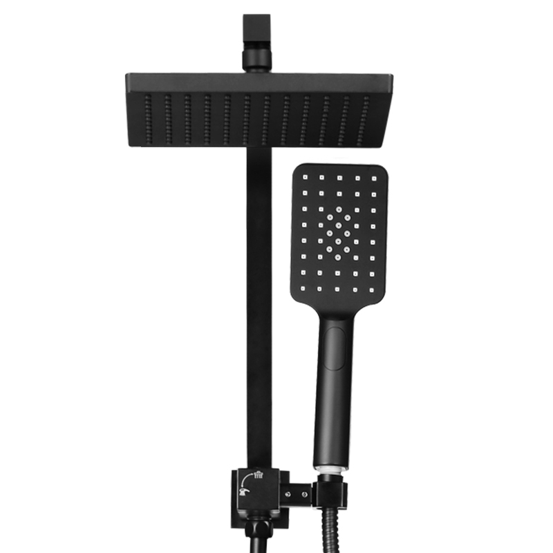 Cefito WELS 8'' Rain Shower Head Set Square Handheld High Pressure Wall Black