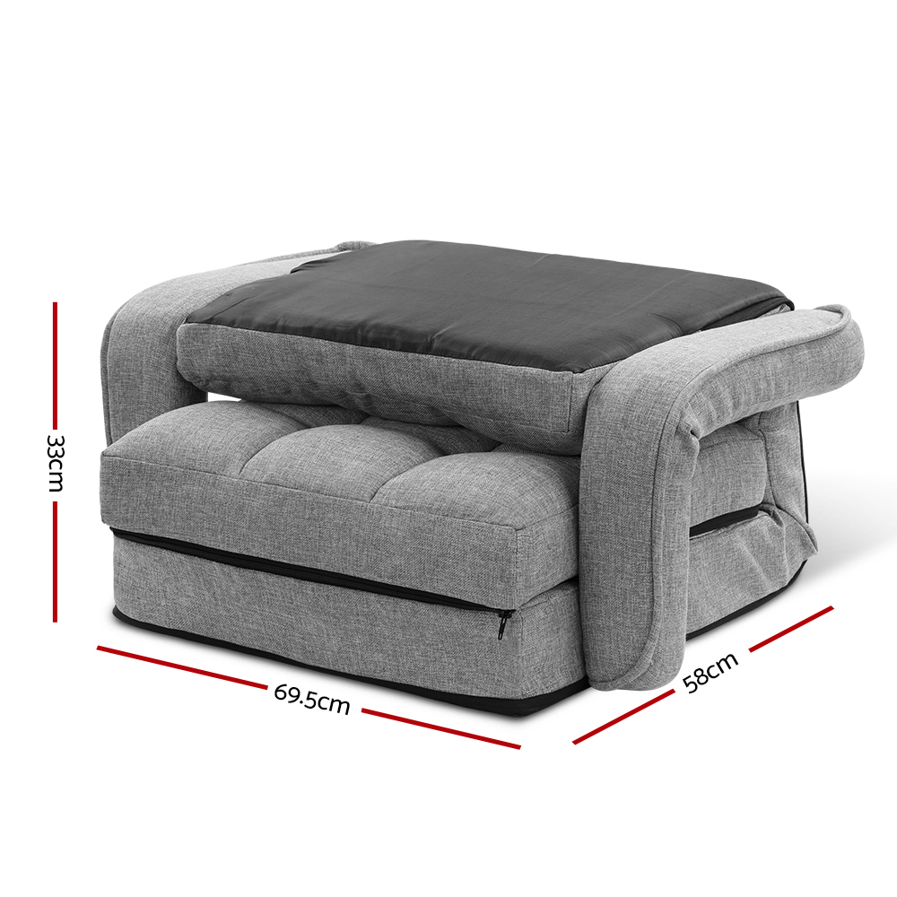 Artiss Lounge Sofa Armchair Floor Recliner Chaise Linen Light Grey