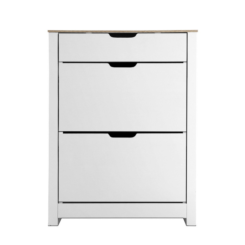 Artiss Shoe Cabinet Rack Storage Organiser Cupboard Shelf Drawer 16 Pairs White