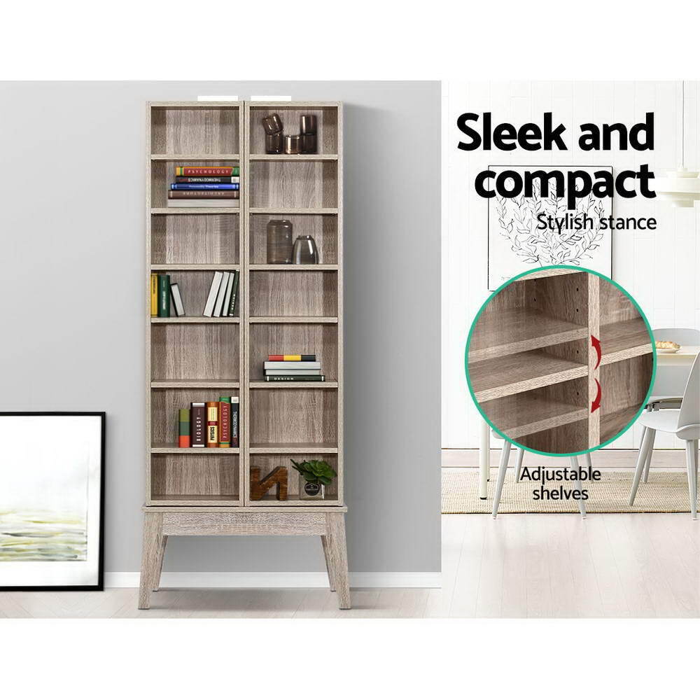 Artiss CD DVD Media Storage Display Shelf Folding Cabinet Bookshelf Bluray Rack Oak